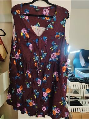 Torrid Plum Purple Floral Zipper Dress - 4X